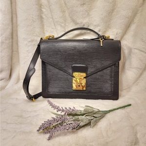 Louis Vuitton Monceau crossbody epi black gold hardware